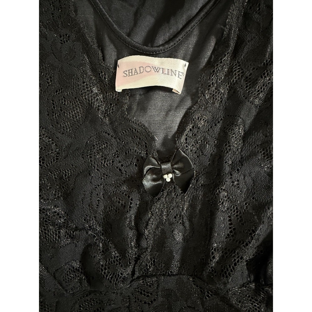 Vtg Shadowline Womens Slip Dress Nightgown lace bodice 2X Babydoll Goth Long - Picture 5 of 14